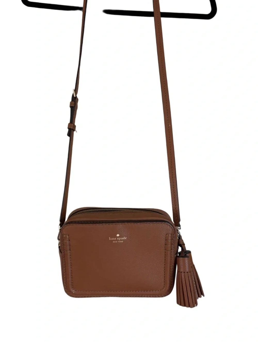 kate spade Tan Pebbled Leather Crossbody with Tassel